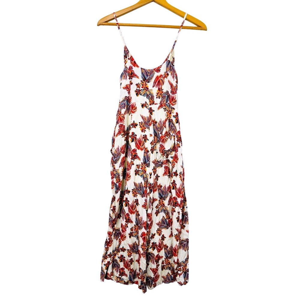 Free People Wide Leg Jumpsuit Size XS Boho Floral Front Tie Cropped Belted - Picture 4 of 15